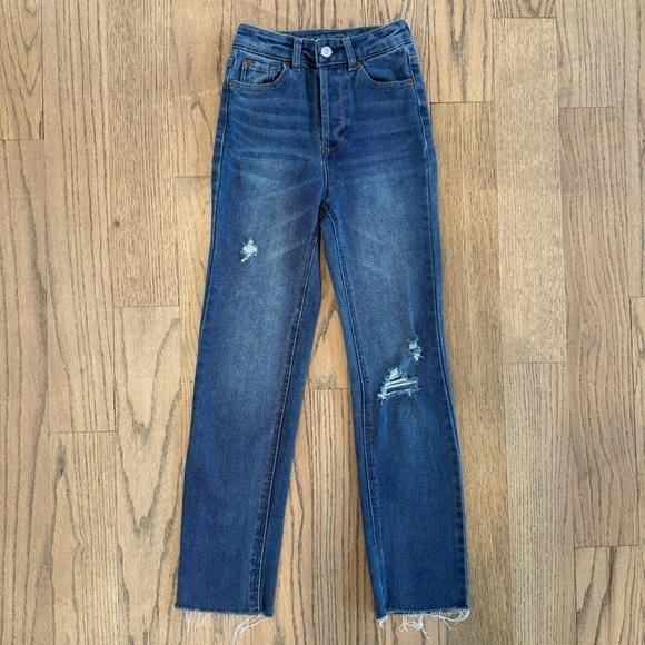 Vanilla Star Denim - Vanilla Star Women’s Blue Distressed High Rise Button Fly Skinny Jeans Size 0/24